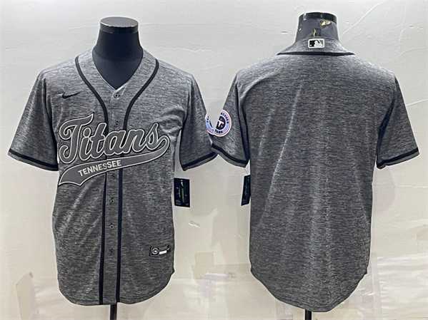 Mens Tennessee Titans Blank Gray With Patch Cool Base Stitched Baseball Jersey